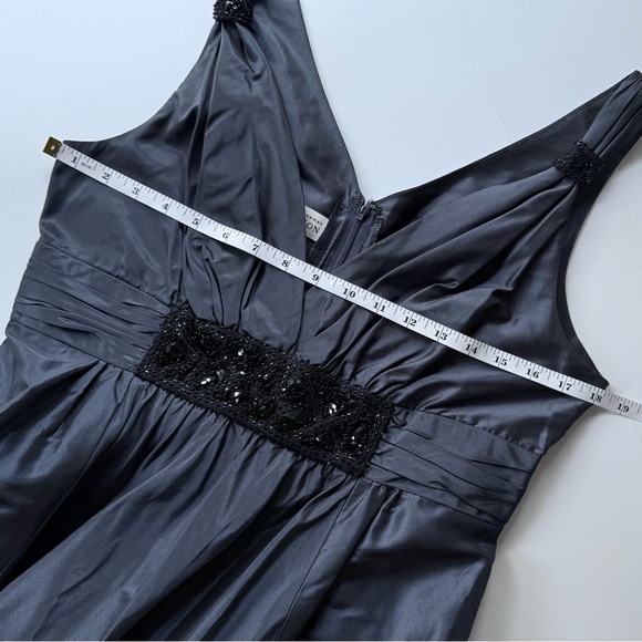 Rickie Freeman Teri John Silk Bead Embellished Silvery Blue Sleeveless Gown 12 - Picture 8 of 12